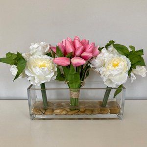 Spring/Summer Faux Tulip & Peony Flower Arrangement/Centerpiece